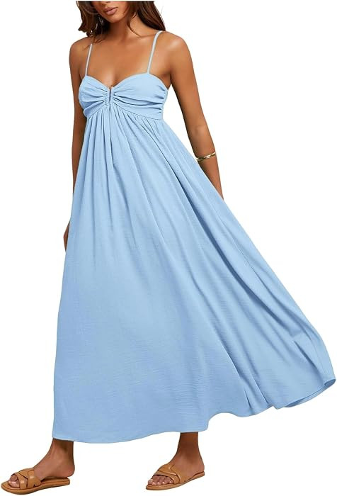 BEAUDRM Women's Summer Maxi Dress Flowy Sundresses Beach Vacation Outfits | Amazon (US)