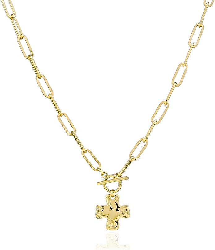 Chunky Cross Necklace for Women Trendy Gold Silver Layered Statement Cross Pendant Charm Necklace... | Amazon (US)