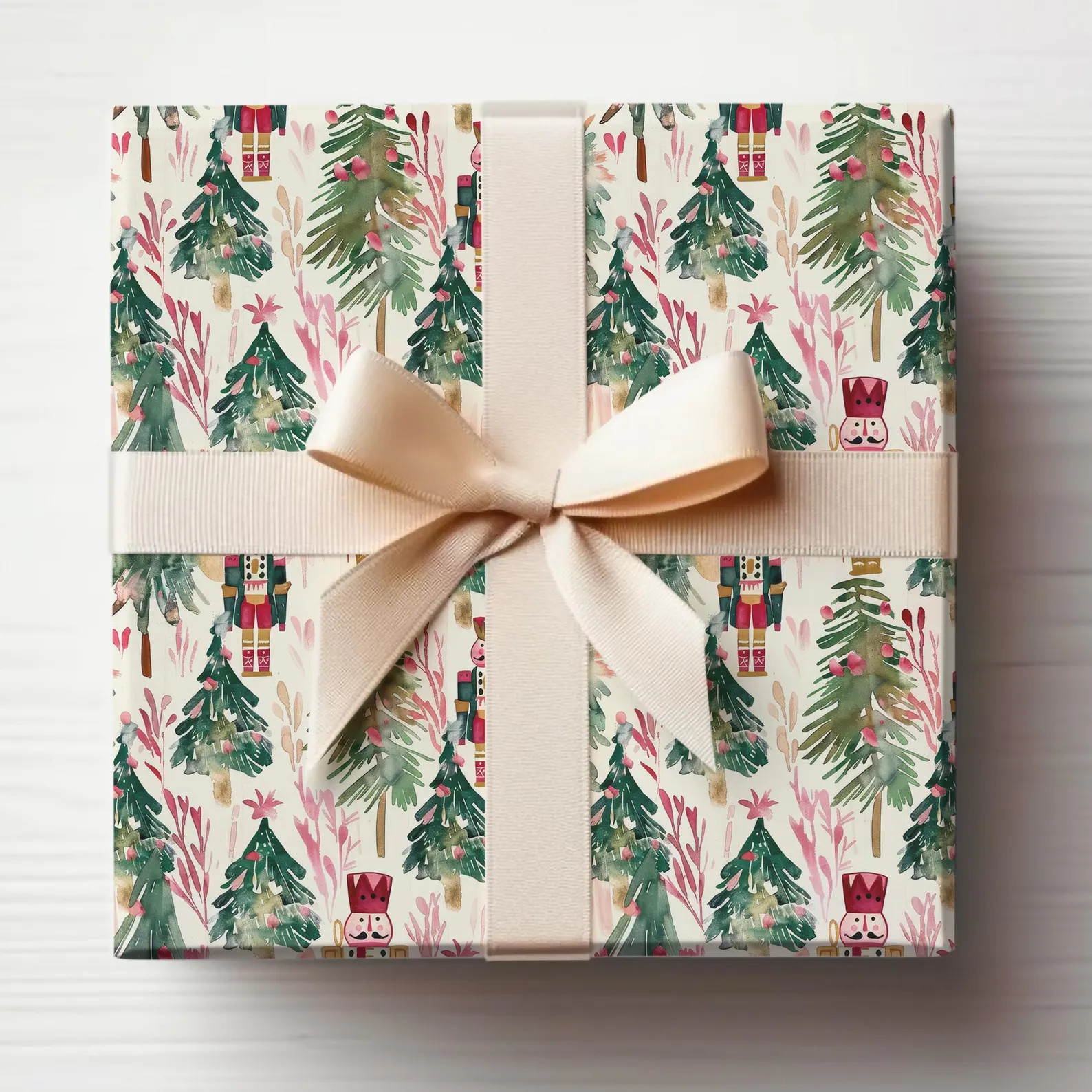 Nutcracker Wrapping Paper Modern Christmas Gift Wrap Roll, Watercolor Nutcracker Wrapping Paper R... | Etsy (US)