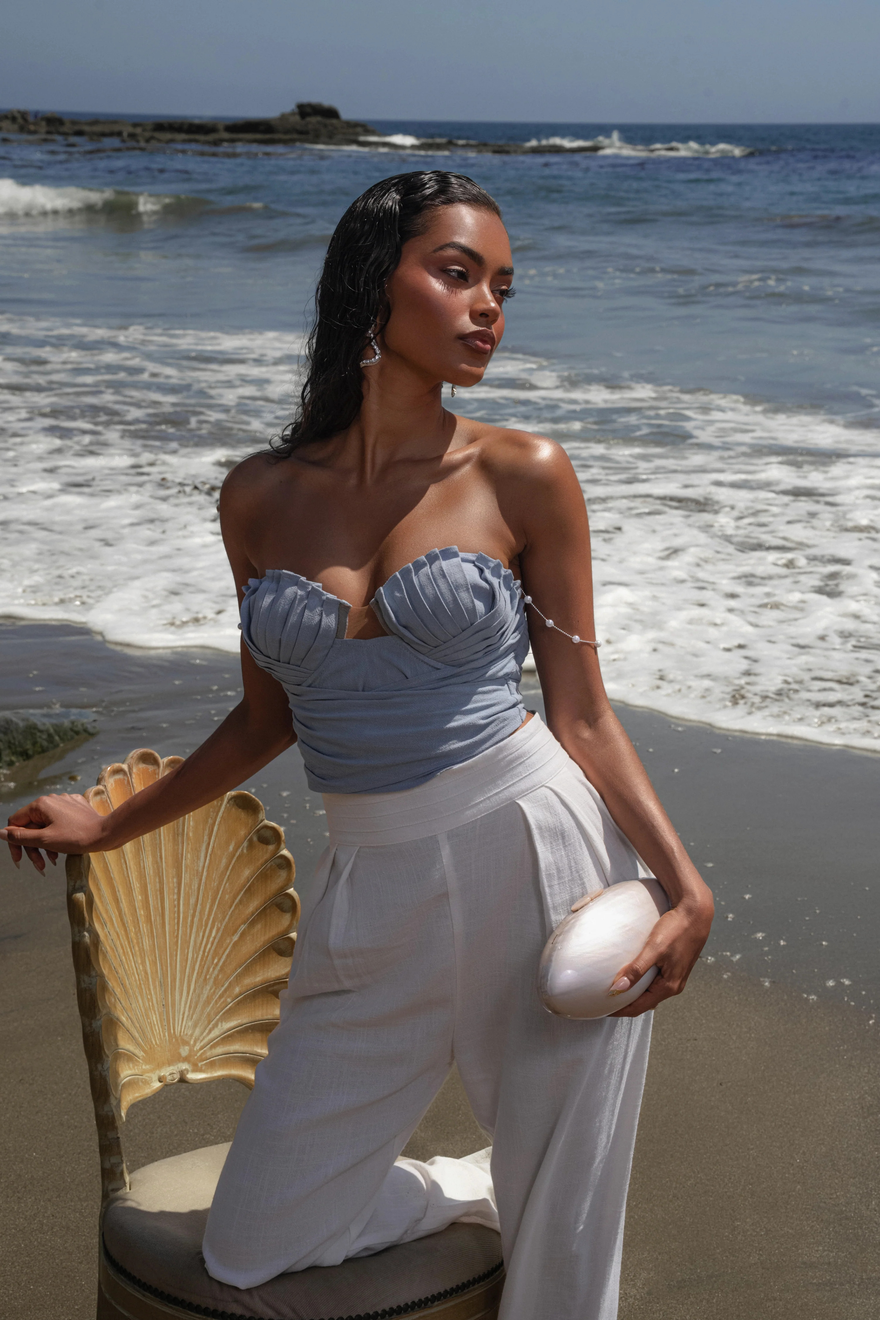 Blue Arielle Bustier Top | JLUXLABEL