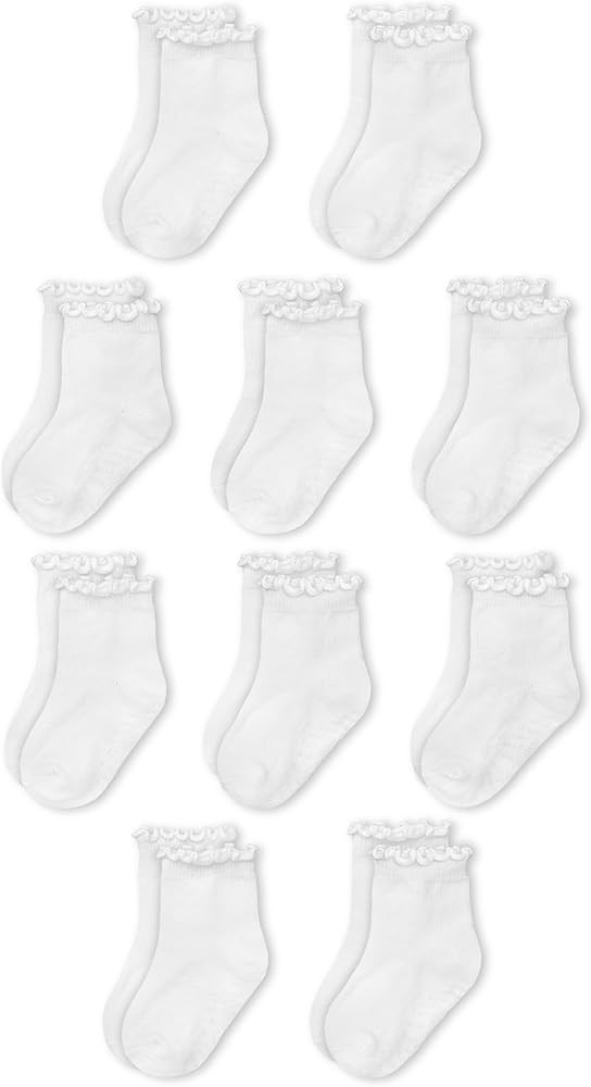 Fruit of the Loom Ruffle Socks for Girls - Cotton Grip Socks for Baby & Toddler | Amazon (US)