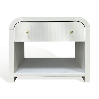 SAFAVIEH Couture Liabella Single Drawer Curved Nightstand - White/Gold | Bed Bath & Beyond