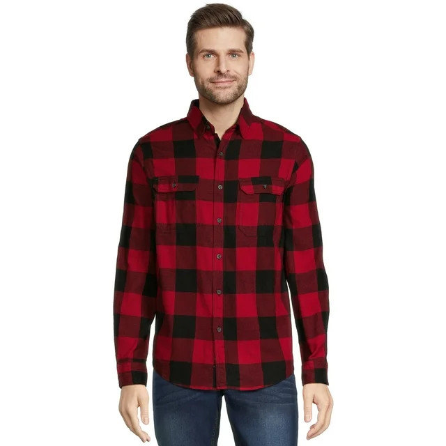 George Men's Long Sleeve Flannel Shirt, Sizes XS-3XLT | Walmart (US)