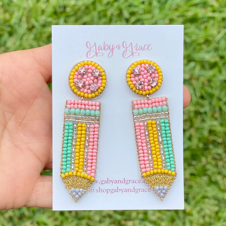 Teacher Pastel Pencil Color Earrings, Teacher Earrings, Teacher Gifts, Back to School Gifts, Teac... | Etsy (US)