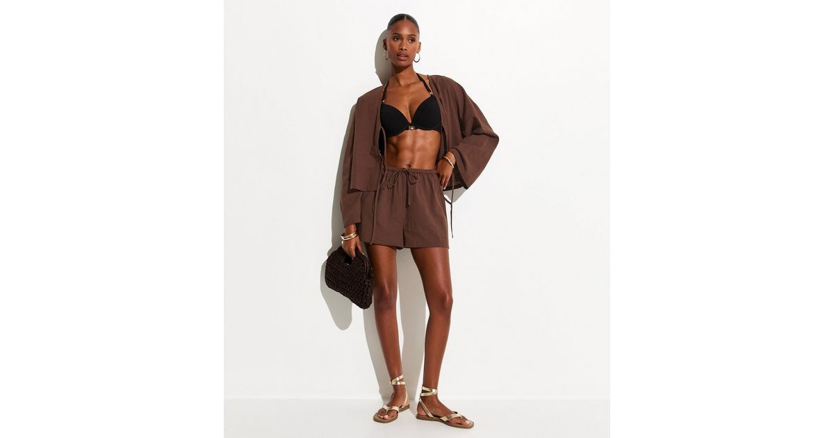 Beach Brown Cotton Slub Shorts | New Look | New Look (UK)