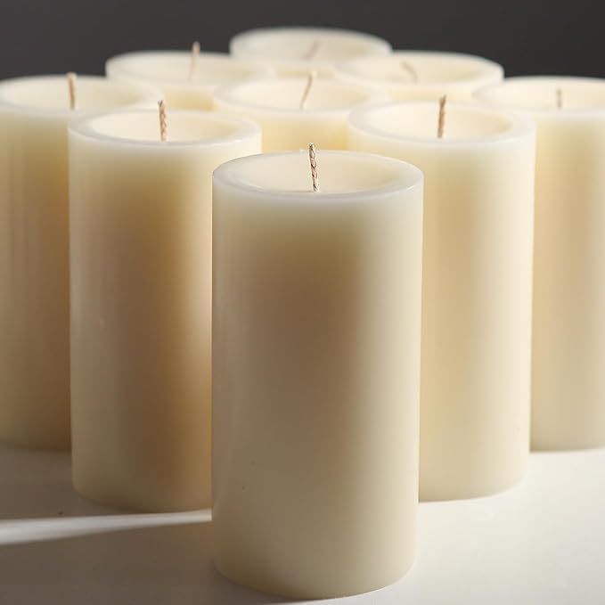 2.8x4 Pillar Candles Set of 12, Unscented Ivory Pillar Candles, Dripless and Long Clean Burning P... | Amazon (US)