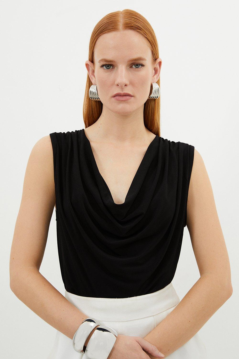 Cowl Neck Jersey Bodysuit | Karen Millen UK + IE + DE + NL