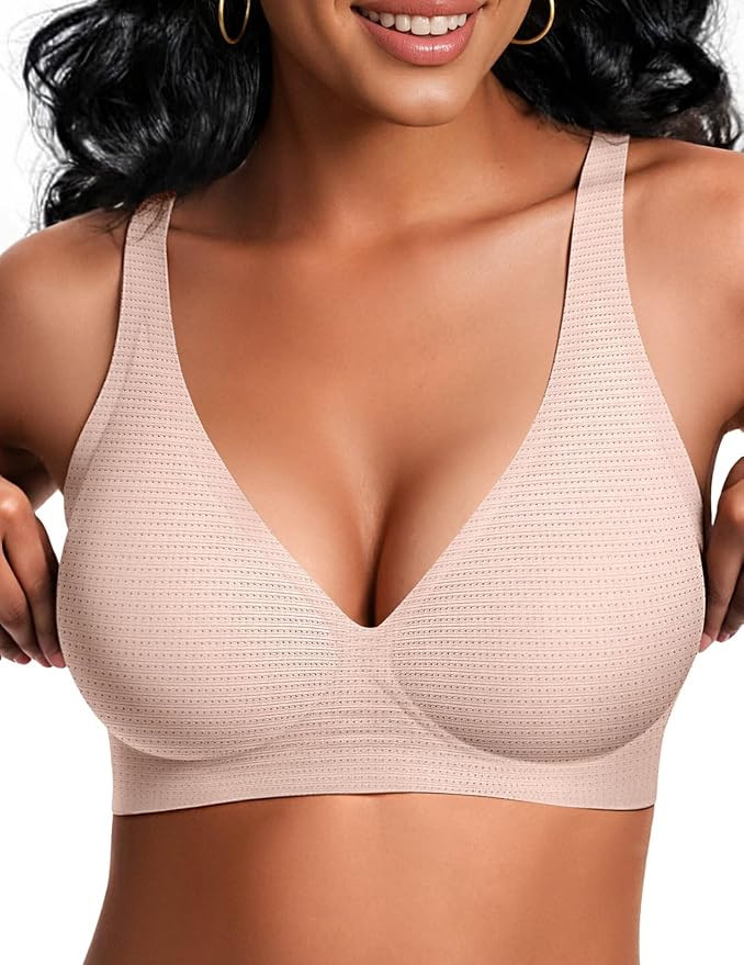 Vertvie Jelly Wireless Bras for Women Push Up Plunge Seamless T-Shirt Bras No Underwire Supportiv... | Amazon (US)