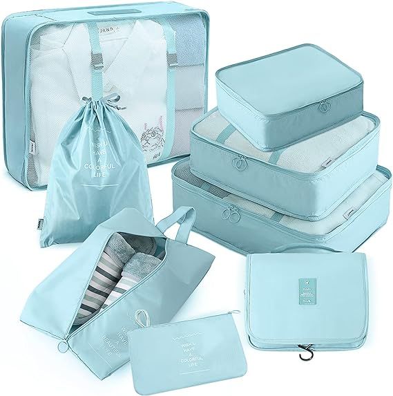 Packing Cubes for Travel, AVITORO 8 Pcs Travel Packing Cubes for Suitcases Lightweight Travel Ess... | Amazon (US)