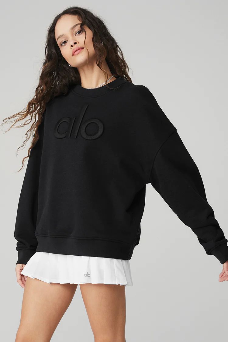 Renown Heavy Weight Emblem Crew Neck Pullover - Black | Alo Yoga