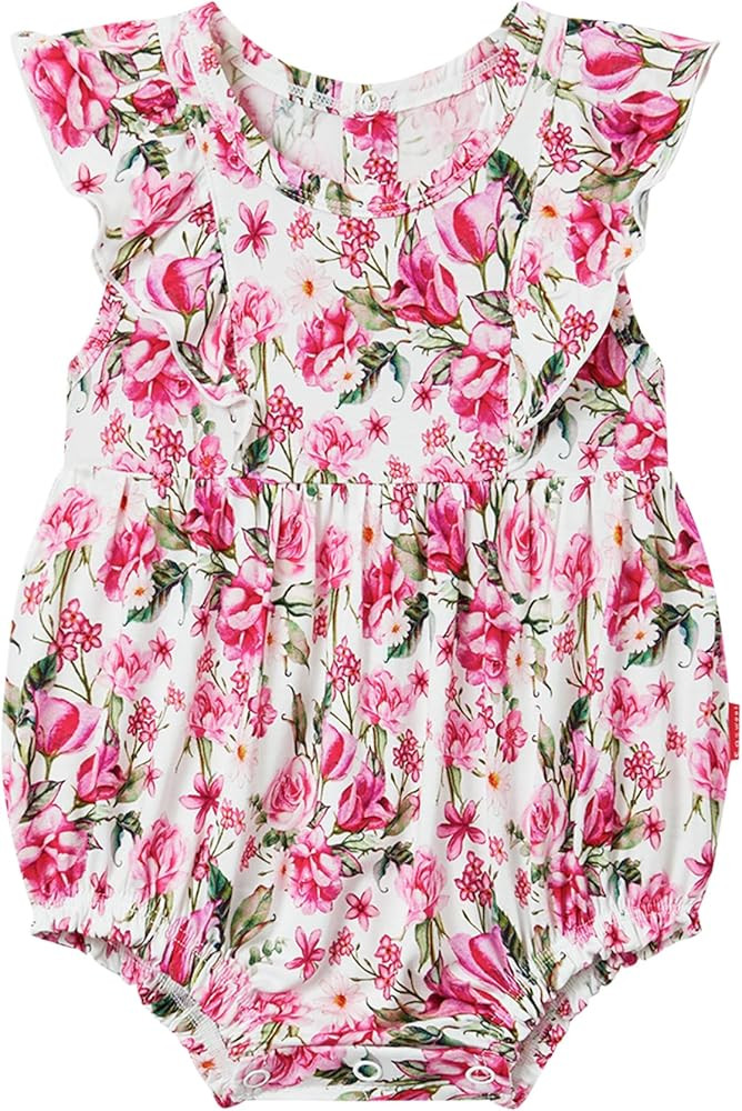 Bamboo Viscose Baby Romper Infant Girl Ruffle Sleeveless Newborn Baby Girl Bodysuit | Amazon (US)