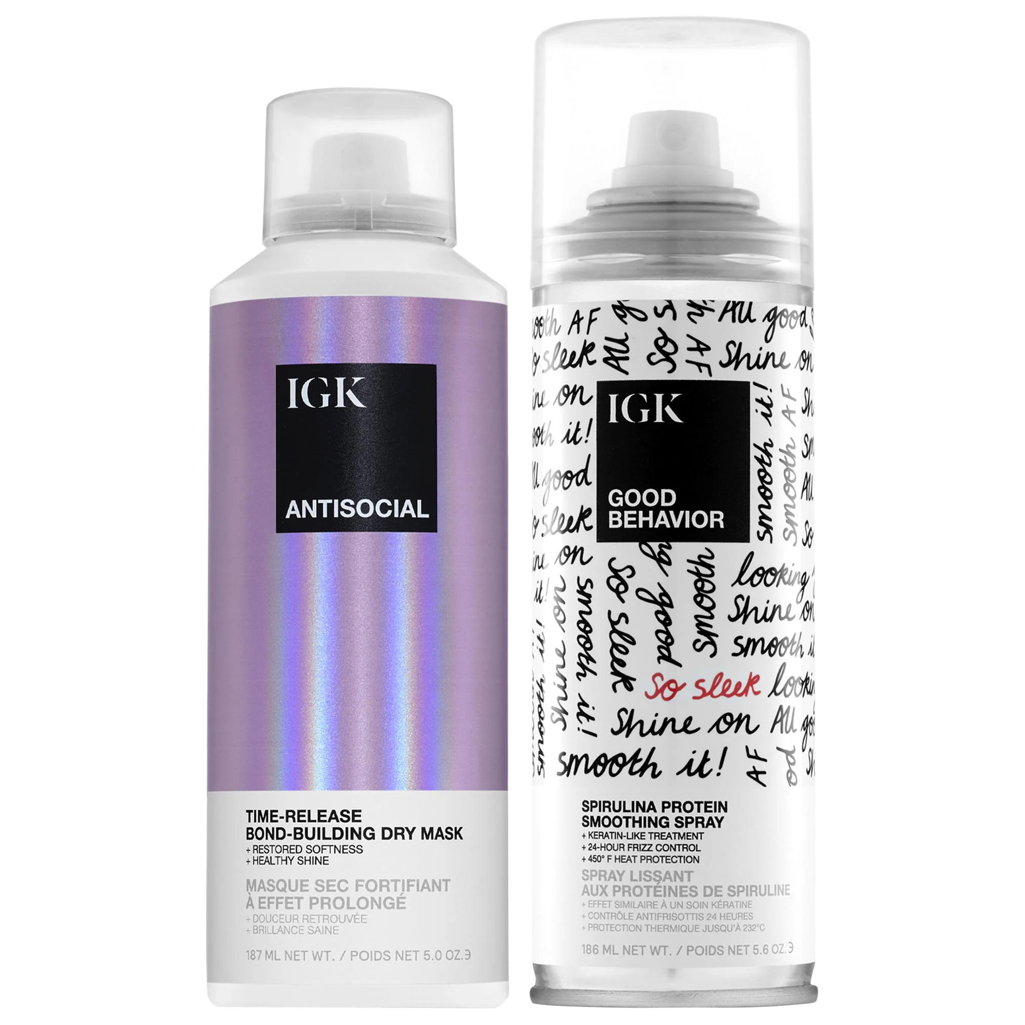IGK Good Behavior Smoothing Spray & Antisocial Dry Hair Mask Set | Sephora (US)