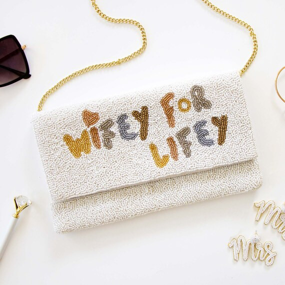 Wifey for Lifey Clutch Bag Seed Bead Bridal Clutch Bag | Etsy | Etsy (US)