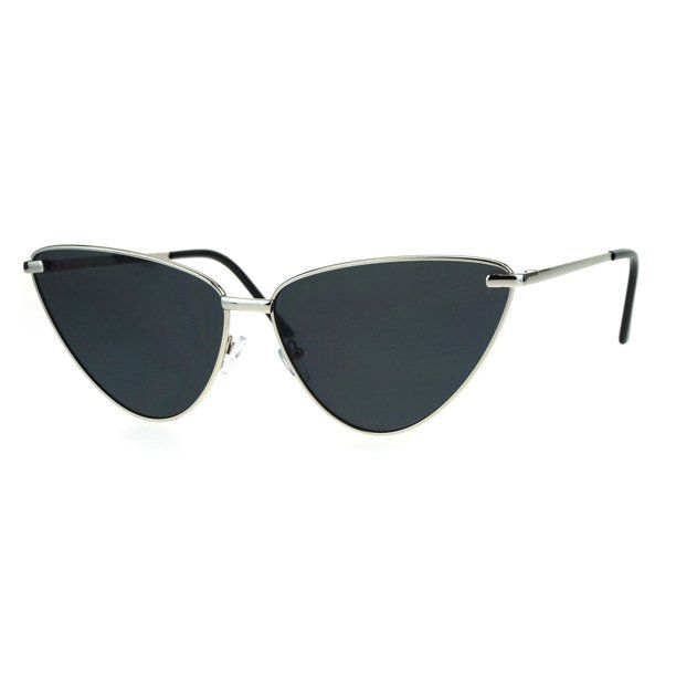 Womens Retro Funk Gothic Unique Cat Eye Metal Rim Sunglasses Silver Black - Walmart.com | Walmart (US)