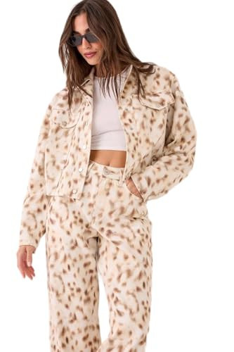 Nasty Gal Deer Print Ovoid Cropped Denim Jacket | Amazon (US)