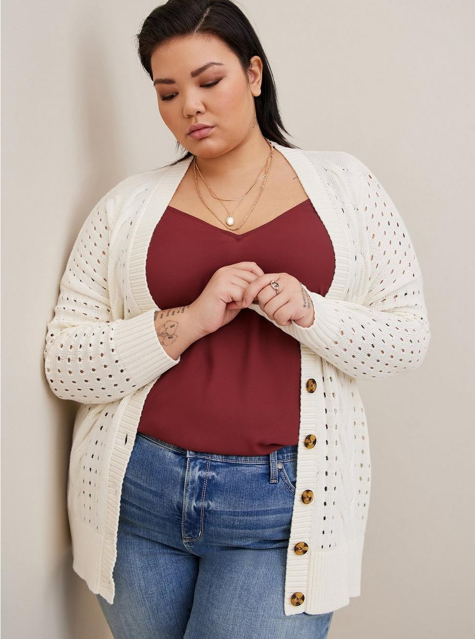 Cable Boyfriend Cardigan Sweater | Torrid (US & Canada)