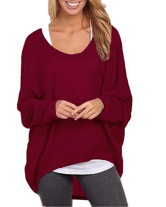 ZANZEA Women's Batwing Sleeve Off Shoulder Loose Oversized Baggy Tops Sweater Pullover Casual Blo... | Amazon (US)