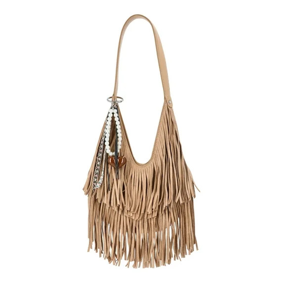 Madden NYC Women's Fringe Hobo Bag, Khaki | Walmart (US)