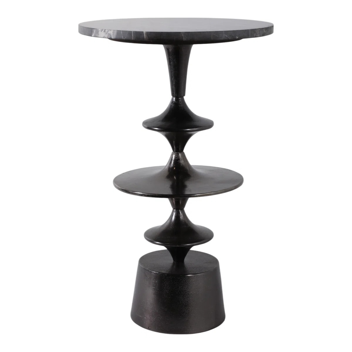 Sculptural Accent Side Table With Polished Marble Top And Curved Base - Distinctive Narrow End Ta... | Wayfair North America