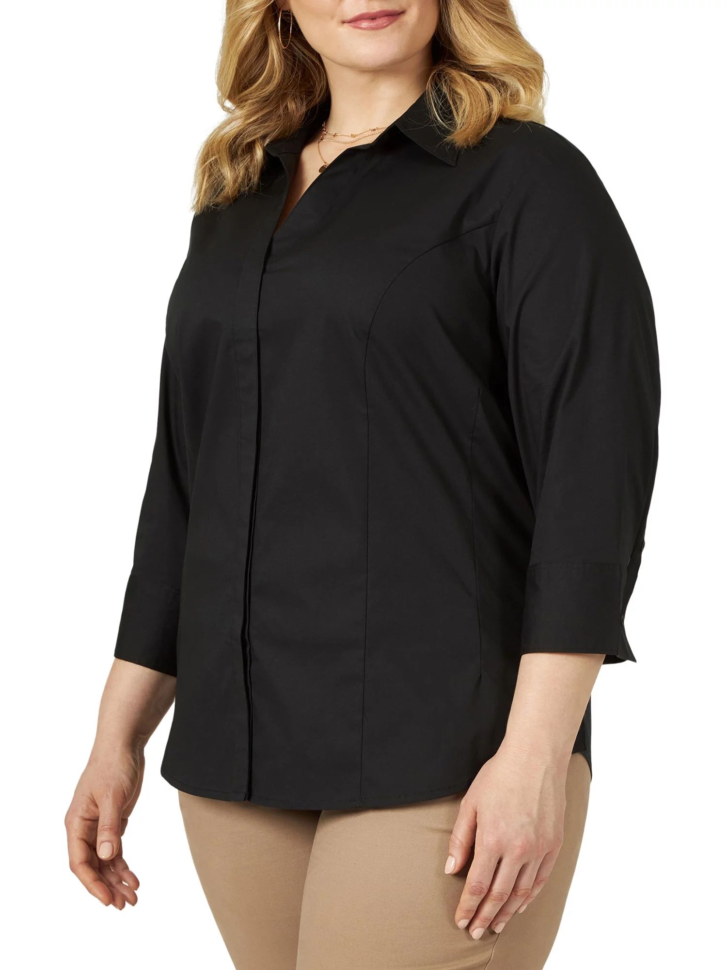 Riders by Lee® Indigo Plus Easy Care 3/4 Sleeve Woven Shirt | Walmart (US)