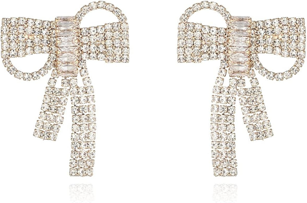 Simulated Diamond Long Earrings for Women - Cubic Zirconia Crystal Statement Dangle Earrings - Hy... | Amazon (US)