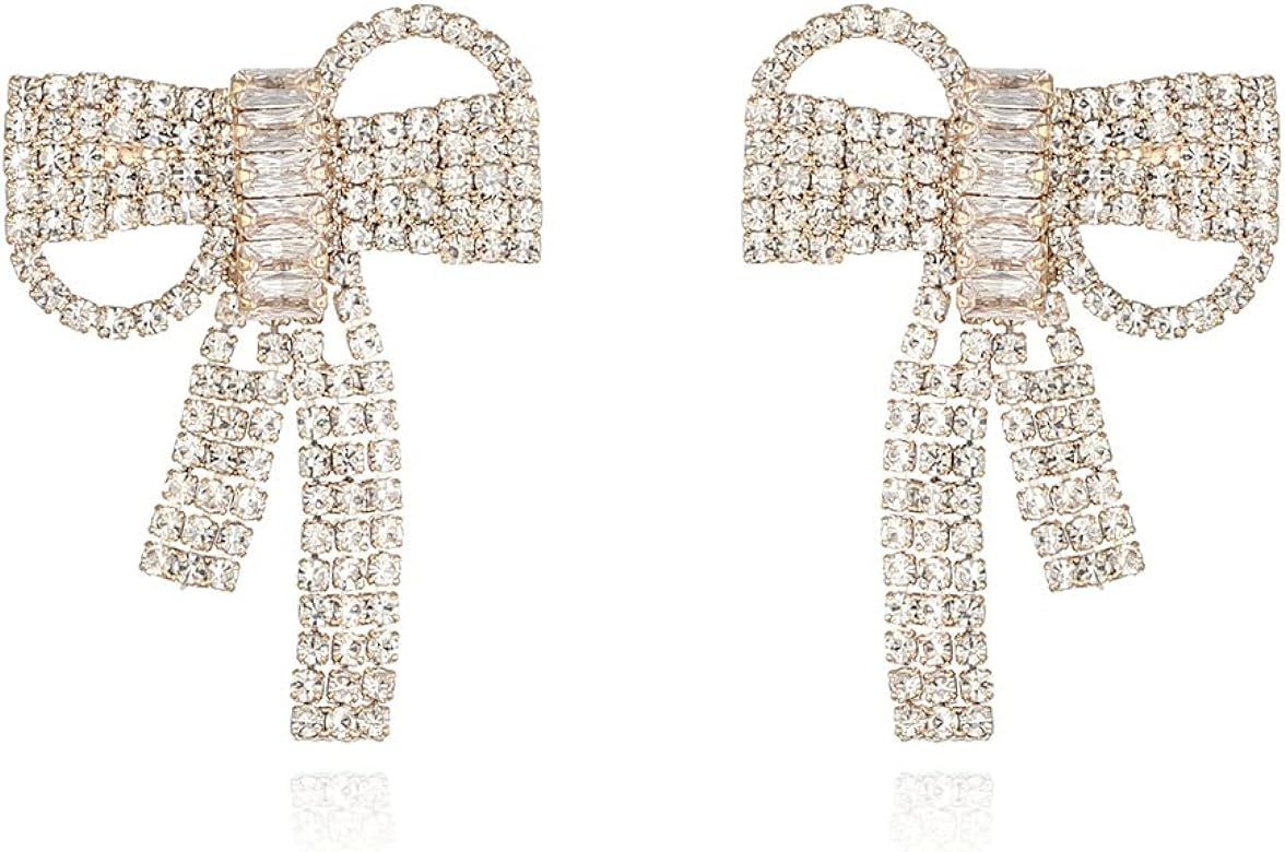 Simulated Diamond Long Earrings for Women - Cubic Zirconia Crystal Statement Dangle Earrings - Hy... | Amazon (US)