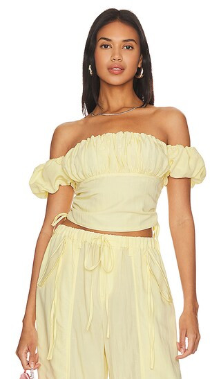 Nita Off Shoulder Top in Butter Yellow | Revolve Clothing (Global)