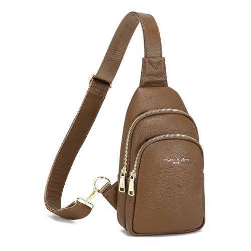 Haytijoe Leather Sling Bag Crossbody Fanny Packs for Women Small Crossbody Purse for Travel (Real Leather Coffee) | Amazon (US)