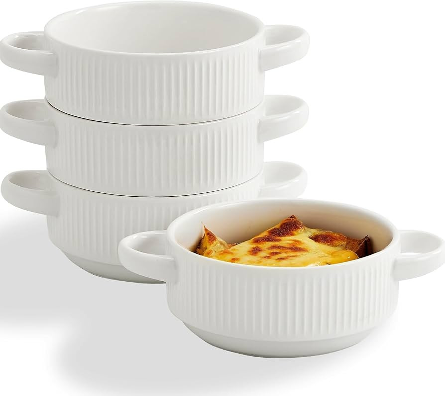 Ceramic Soup Bowls with Handles, 20oz French Onion Soup Bowls Set of 4, Soup Crocks for Soups, Be... | Amazon (US)