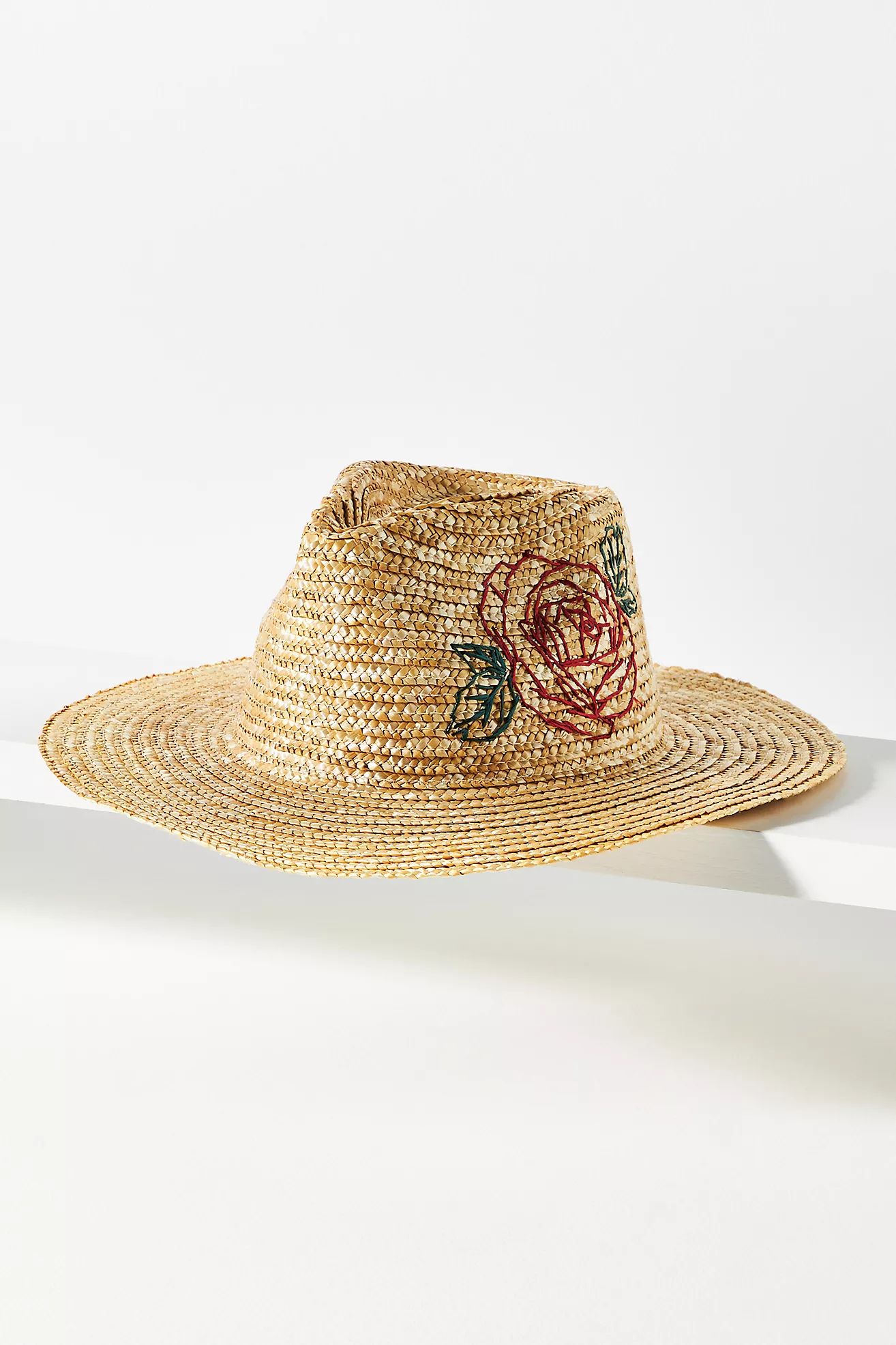 San Diego Hat Co. Embroidered Rose Fedora | Anthropologie (US)