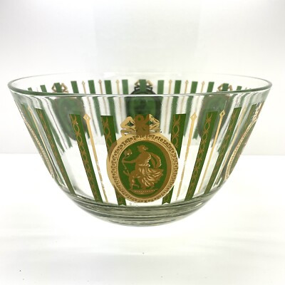 Vintage Cera Bowl Green Stripes Gold Athena With Cherub MCM Unique Rare | eBay US