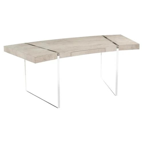 John-Richard Modern Classic Loftus Curved Acrylic Base Single Drawer Desk | Kathy Kuo Home