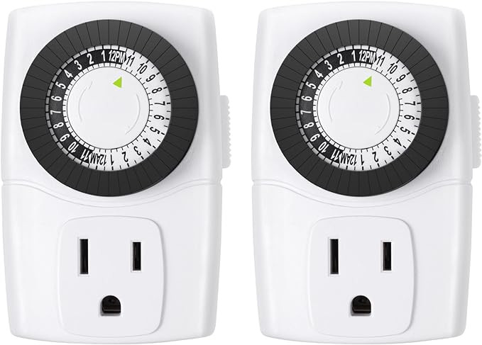 BN-LINK BND-60/U47 Indoor Mini 24-Hour Mechanical Outlet Timer, 3-Prong, 2-Pack | Amazon (US)