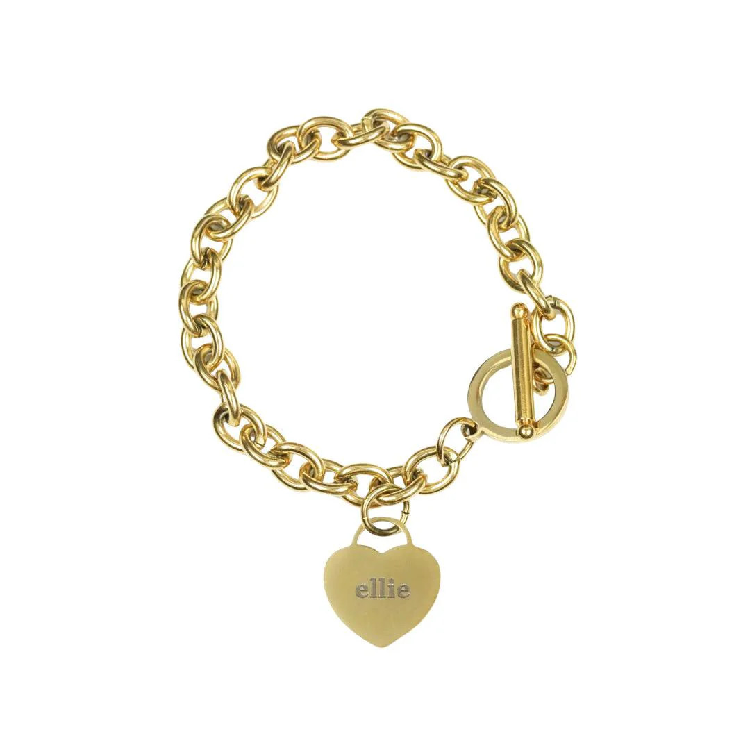 Custom Engraved Heart Link Bracelet - Ahava Jewels | Ahava Jewels