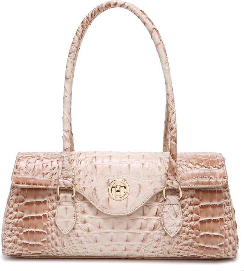 Leather Crocodile Pattern Top Handle Handbag for Women High-value Satchel Tote Purse for Ladies | Amazon (US)