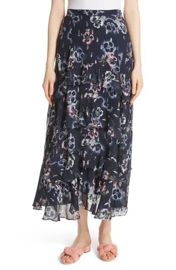 Women's Rebecca Taylor Faded Floral Midi Skirt | Nordstrom