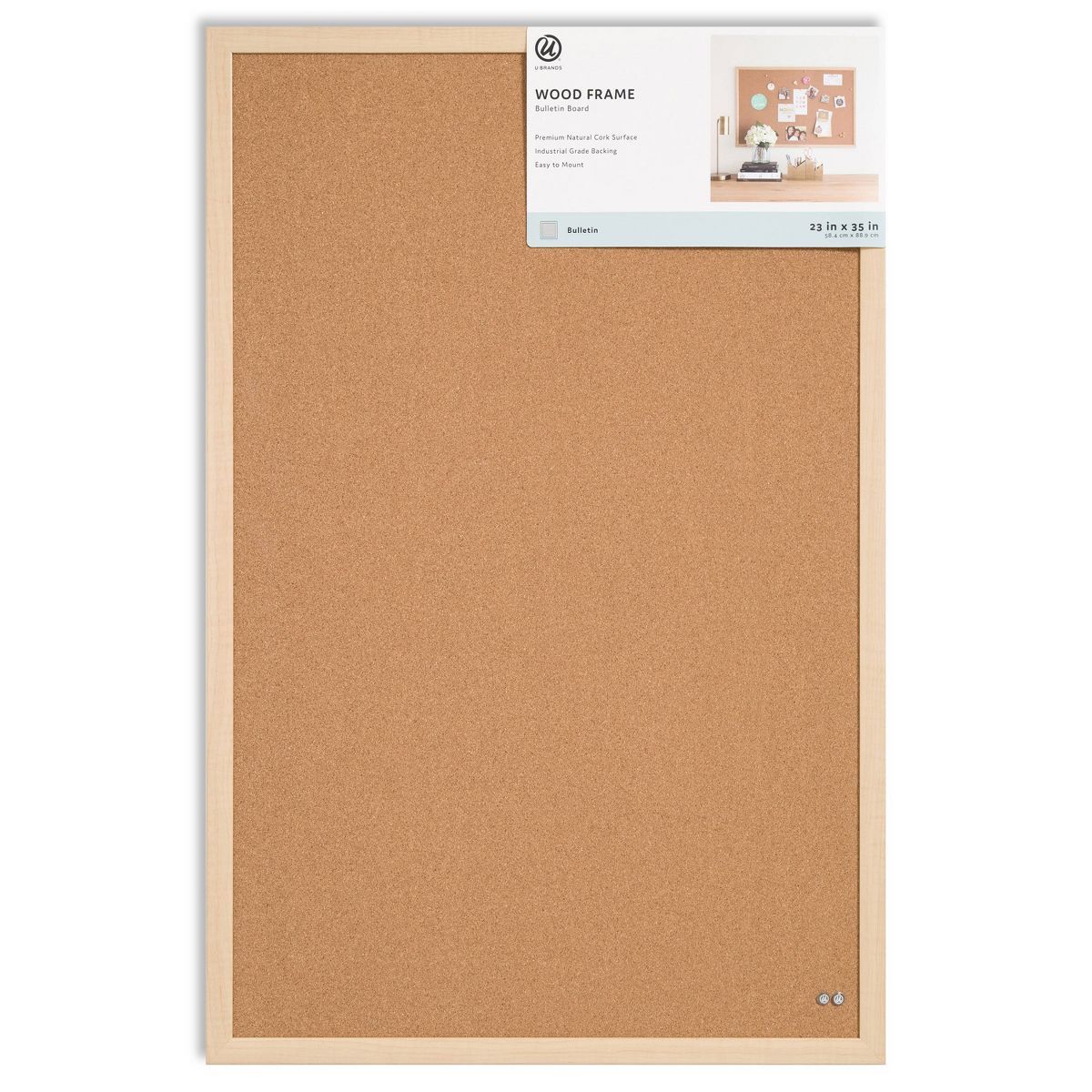 U Brands 23"x35" Birch Wood Frame Bulletin Board | Target