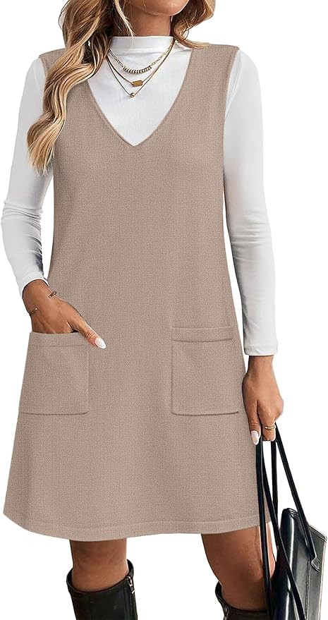 Zeagoo Women's Sweater Vest Dresses for Women 2025 V Neck Sleeveless Knit Pullover Sweater with P... | Amazon (US)