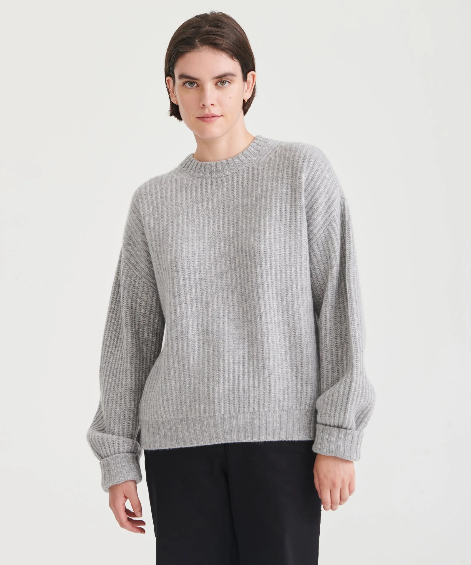 Super Luxe Cashmere Fisherman Sweater in Cement | NAADAM