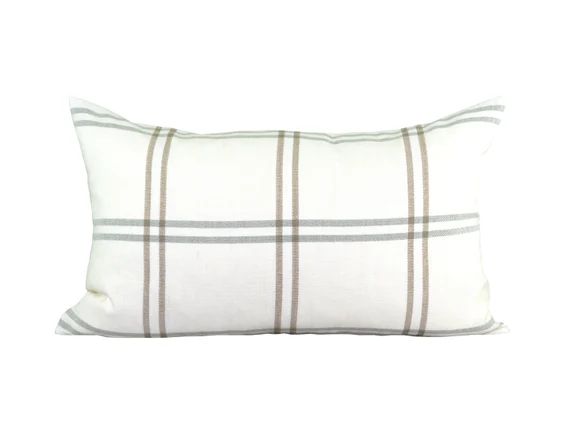 Pillow cover, Luberon Plaid Natural, lumbar, stripe, Spark Modern pillow | Etsy (US)