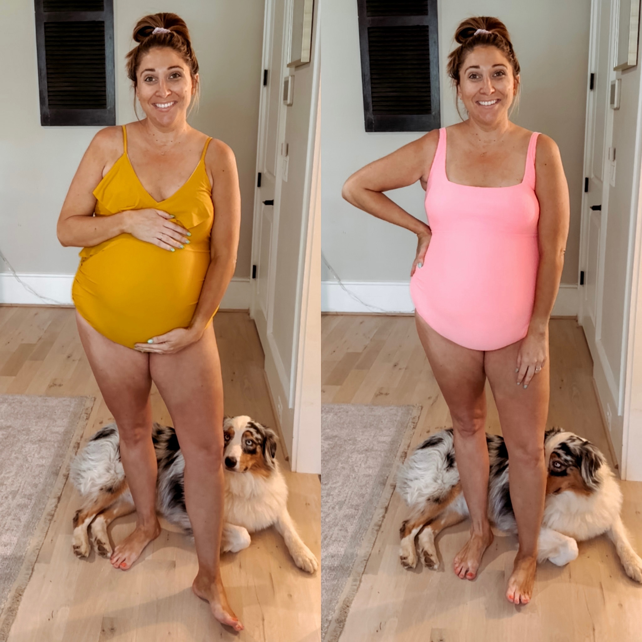 One piece maternity swim. Wearing an XL  in the yellow and L in the pink 

#LTKFind #LTKswim #LTKbump