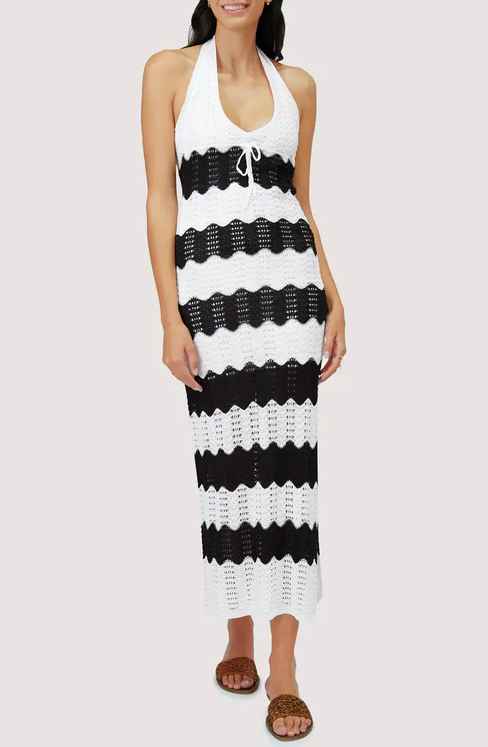 Lost + Wander Marici Colorblock Open Stitch Midi Halter Dress | Nordstrom | Nordstrom