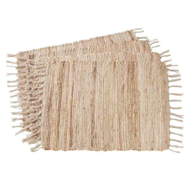 Saro Lifestyle 1983.N1420B 14 x 20 in. Rectangle Jute Chindi Braided Placemats - Natural, Set of ... | Walmart (US)