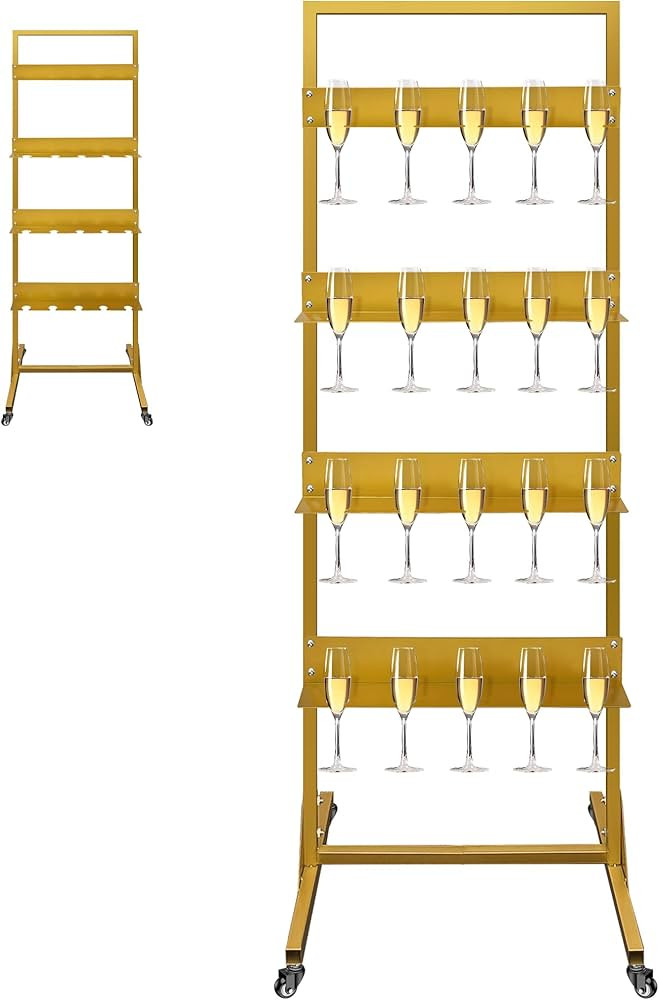 Royxen Champagne Wall Holder 4 Tier, Champagne Tower, Wine Glass Stemware Rack, Metal Champagne F... | Amazon (US)