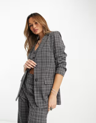 Only tailored blazer in gray plaid - part of set | ASOS (Global)