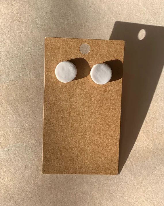 White Polymer Clay Stud Earrings in the Style “Pascha” | Etsy (US)