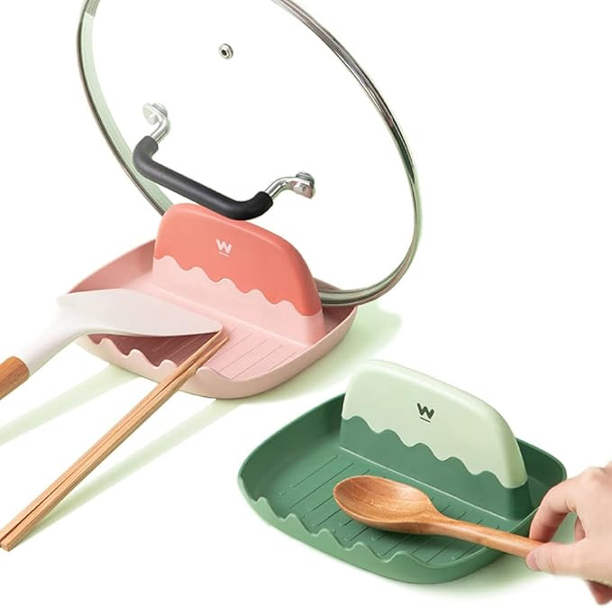 Amazon.com: 2 Pack Spoon Rest for Kitchen Counter, Cooking Ladle/Spatula/Spoon Holder for Stove T... | Amazon (US)