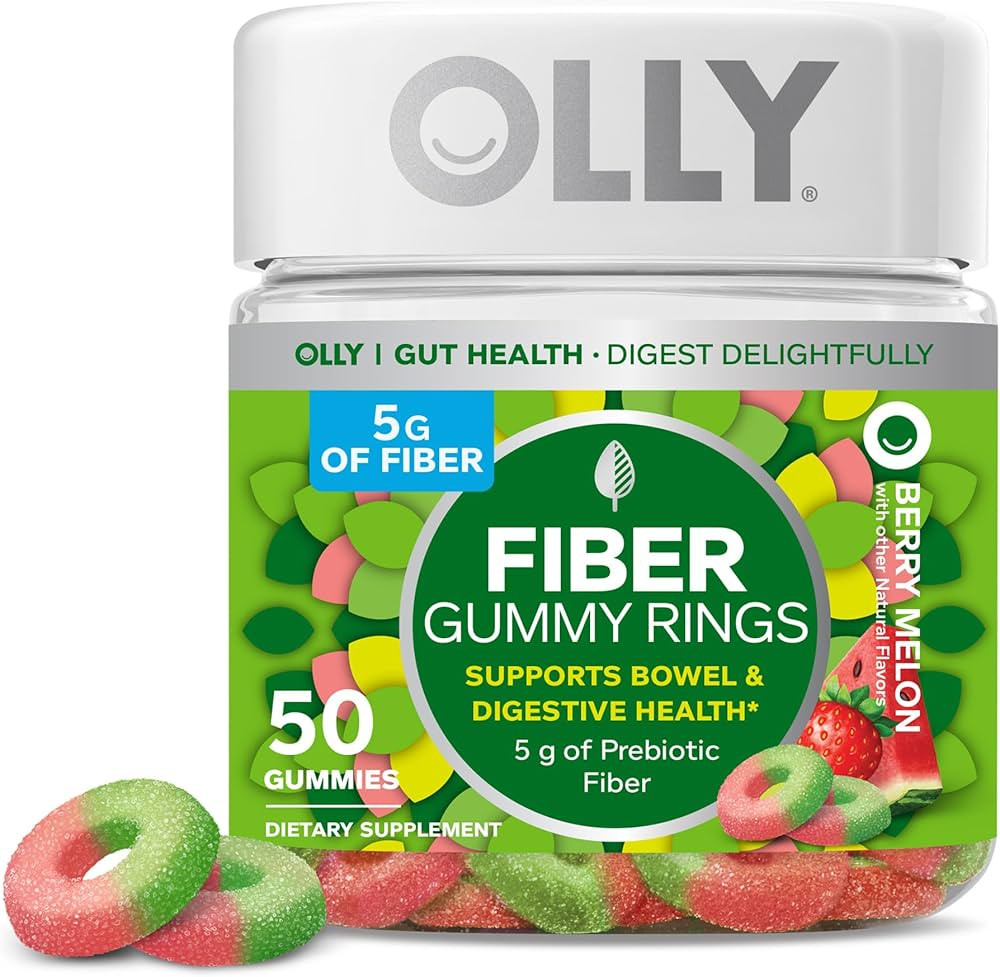 OLLY Fiber Gummy Rings, 5g Prebiotic Fiber, FOS (Fructo-oligosaccharides), Digestive Support, Ber... | Amazon (US)