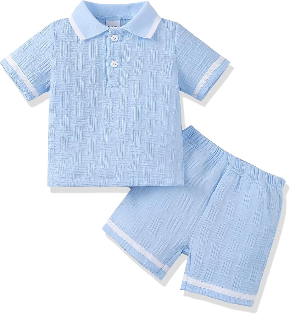 Renotemy Toddler Baby Boys Clothes Summer Outfits Polo Shirt Shorts Set 2Pcs Boys Clothing Sets 1... | Amazon (US)