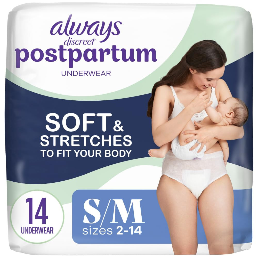 Always Discreet Postpartum and Adult Incontinence Underwear for Women, Small/Medium, Maximum Prot... | Amazon (US)